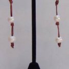 Gilligan's Seaside Pearl and Leather 14K Gold Plated Earrings Made in USA ~~~~~