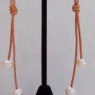 Gilligan's Seaside Pearl and Leather .925 Sterling Silver Earrings Made In USA ~