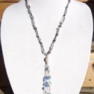 Freshwater Pearl and Leather Necklace Sea Glass And Green Patina Charms 522 ~~~~