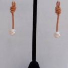 Gilligan's Seaside Pearl and Leather .925 Silver Earrings Made in USA ~~~~~