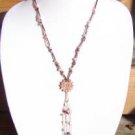 Freshwater Pearls and Leather Necklace Vintage Pearl Charm Cluster Pearl Charm ~