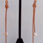 Large Hole Freshwater Pearl and Leather 14K Gold Plated Earrings Made in USA ~
