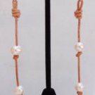 Pearl and Leather .925 Sterling Silver Earrings Handmade Made In America  ~