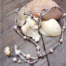 Pearl and Leather Necklace Pearl Cluster Charm 14k Freshwater Pearls N626 ~