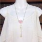 Mint Green Leather Knotted with Glass Beads And A Pink Stone N615 ~~~~