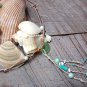 Pearl and Leather Necklace Sea Glass Green Patina Sea Shells Beach N635 ~