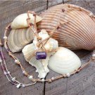 Pearl and Leather Necklace Baby Pearls and Glass Beads Beach N631 ~