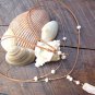 Pearl and Leather Necklace Polished Stone Charm 14k Freshwater Pearls N625 ~~