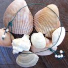 Large Hole Pearl and Leather Necklace Gilligans Boutique Made In USA N218 ~