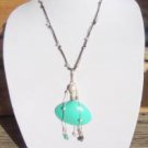 Freshwater Pearl and Leather Necklace Hand Painted Shell Star Fish Charm 529 ~~~