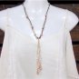 Pearl and Leather Necklace Pearl Cluster On 14K GP Cap Glass Beads Beach N629 ~