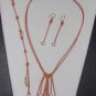 Large Hole Freshwater Pearl and Leather Necklace Bracelet and 14 K GP Earrings