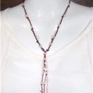 Pearl and Leather Necklace Pearl Cluster Glass Beads Beach Necklace N638 ~