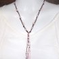 Pearl and Leather Necklace Pearl Cluster Glass Beads Beach Necklace N638 ~