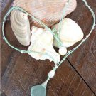 Sea Glass Shell Necklace Big Hole Pearl and Glass Beads Mint Green N621 ~~~~