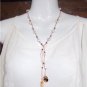 Pearl and Leather Necklace 14K GP Sand Dollar Pearl Cluster Beach N634 ~