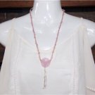 Pink Hemp Rope Knotted With Glass Beads And A Pink Stone N616 ~~~~