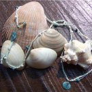 Green Patina Sea Shell Necklace Green Patina Charms Hemp Rope Glass Beads N604 ~