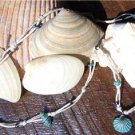 Green Patina Sea Shell Necklace Green Patina Charms Hemp Rope Glass Beads N603 ~