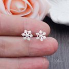 925 Sterling Silver Brushed Silver Snowflake Stud Earrings Ear Studs Sensitive Ears (812)