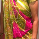 Georgette Badhni Saree with Beautiful / Hot pink and Chutney Color  / 3-pieces