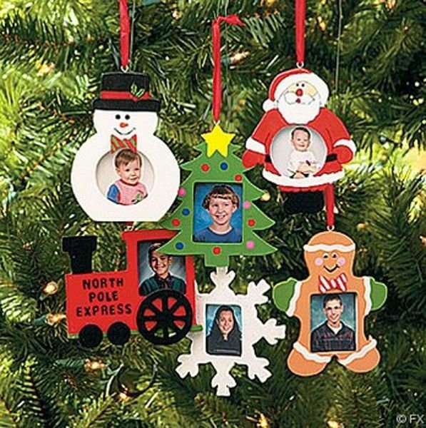 Wooden Photo Frame Christmas Ornaments box of 12