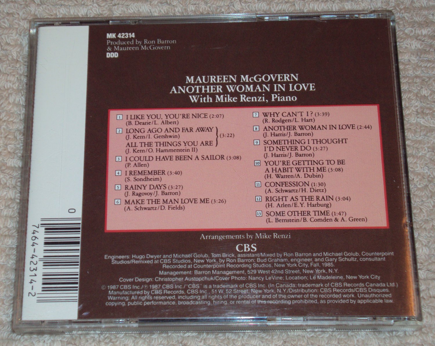 Maureen Mcgovern Another Woman In Love Cd With Mike Renzi On Piano