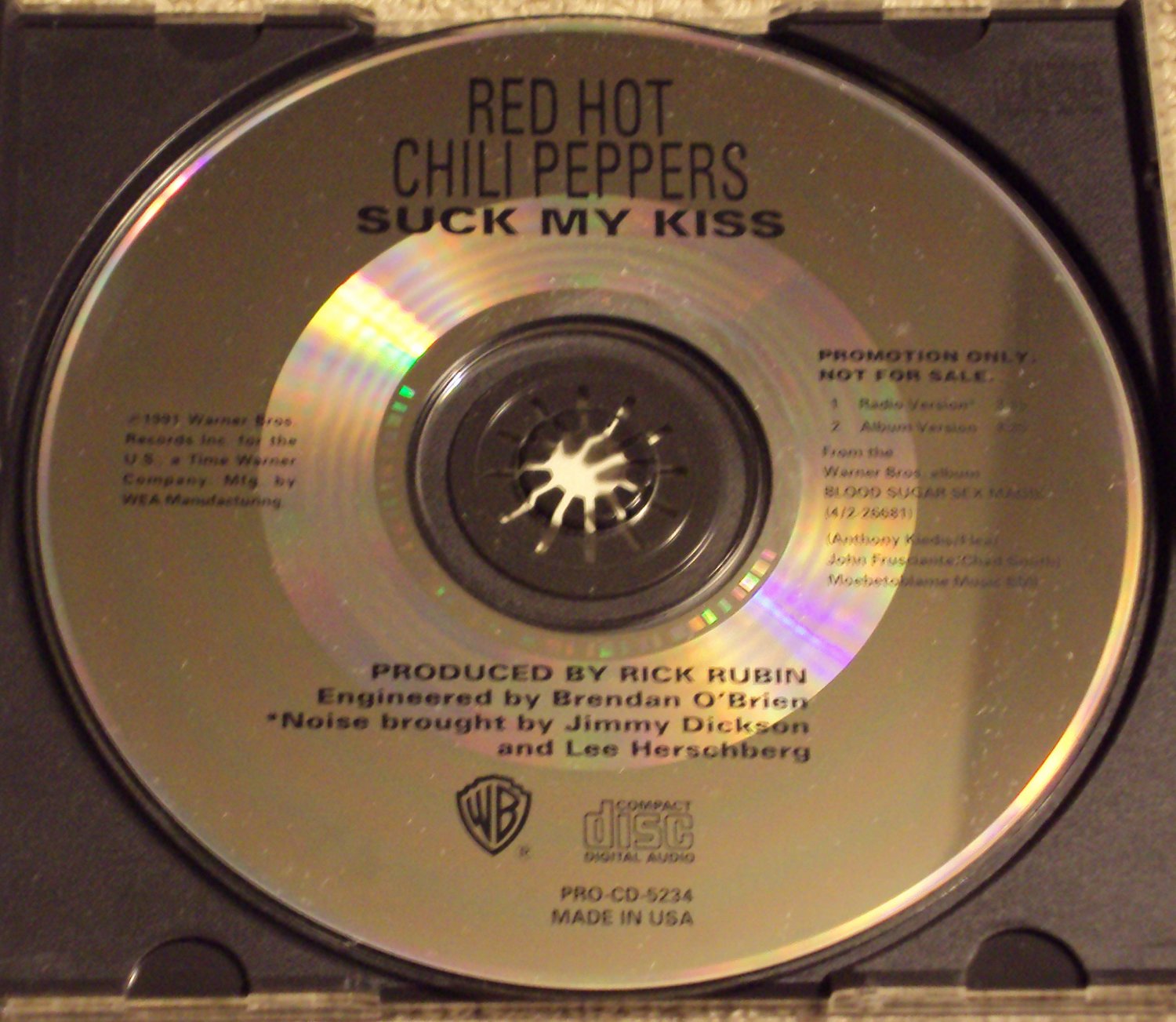 Red Hot Chili Peppers Suck My Kiss 2 Versions Usa Promo Cd Single