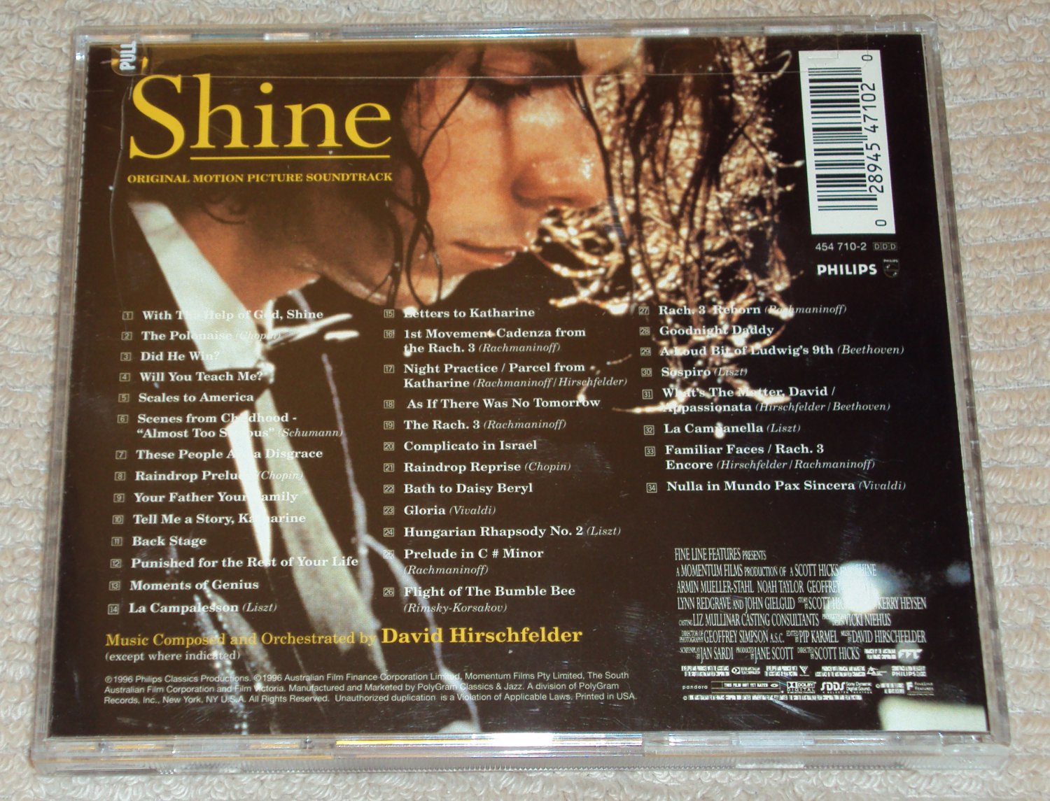 Shine Original Motion Picture Soundtrack CD David Hirschfelder