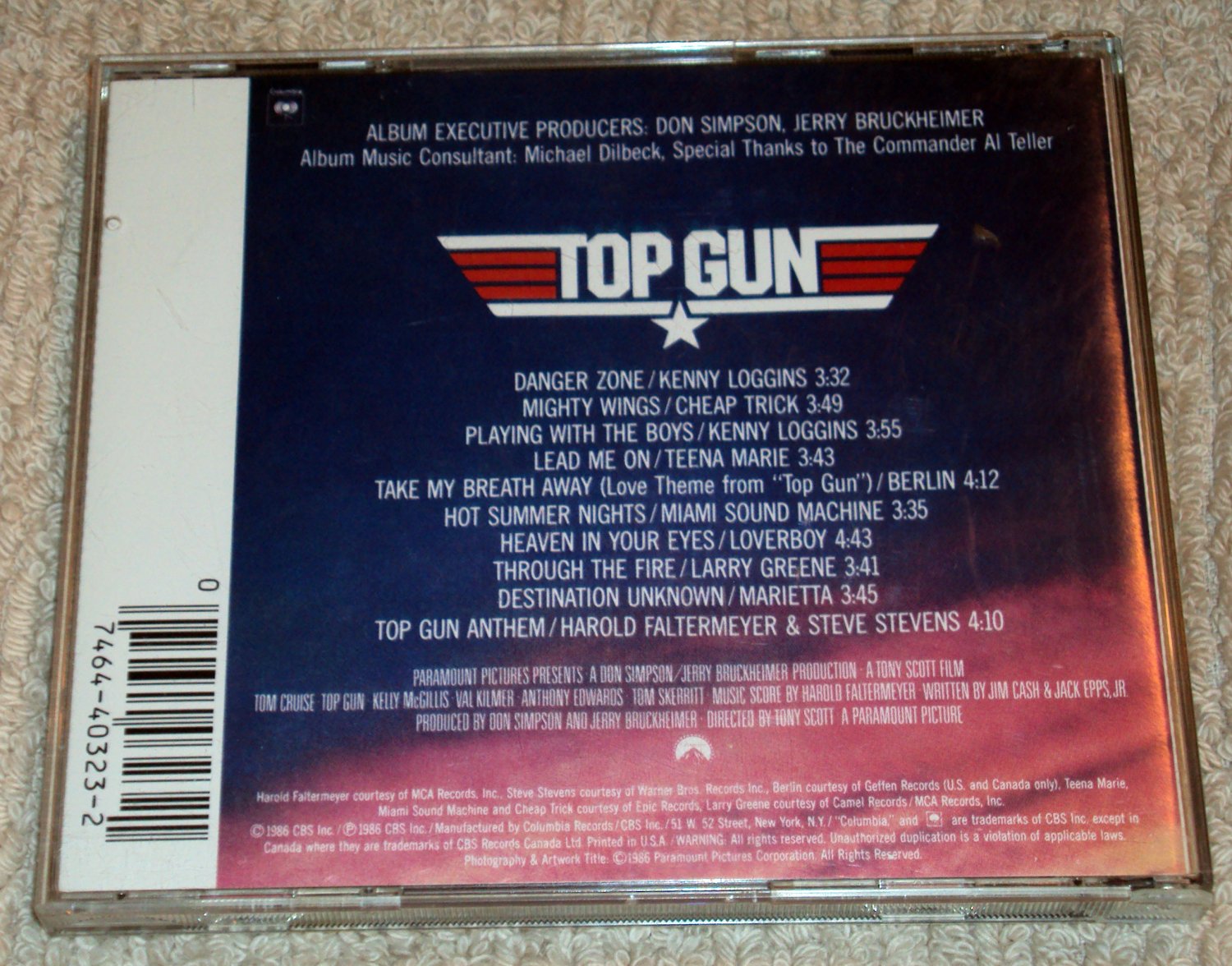 Top Gun Original Motion Picture Soundtrack CD Kenny Loggins, Cheap
