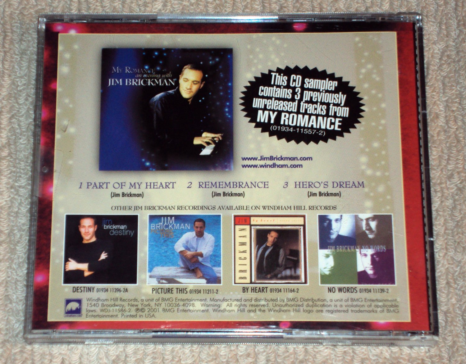 My Romance An Evening With Jim Brickman (sampler Cd) 3 Prev Unrel Tracks