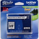 Brother TZe Laminated Standard Adhesive Tape, 9 mm, Black On White