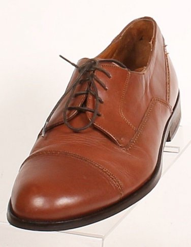 BOSTONIAN LEATHER BROWN CAP TOE DRESS DERBY FIRST FLEX FLORENTINE 9.5 W ITALY