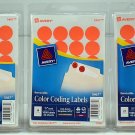 lot of 3 packs Avery 5467 Adhesive Removable Labels,  0.75 Inch Diameter Orange