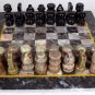 Marble Chess set and board and pieces light used vintage game.