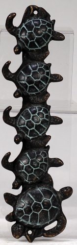 SPI SEA Turtle Quintet Key LEASH COAT Hook Brass Hardware Home Decor