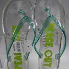 JELLY FLIP FLOP SANDALS CLEAR PEACE OUT GREEN BEACH SUMMER CASUAL WALKING