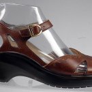 Ariat Brown Leather Buckle Ankle Strap Open Toe Wedge Platform Sandal Sz 7.5 B