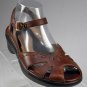 Ariat Brown Leather Buckle Ankle Strap Open Toe Wedge Platform Sandal Sz 7.5 B