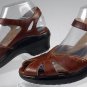 Ariat Brown Leather Buckle Ankle Strap Open Toe Wedge Platform Sandal Sz 7.5 B