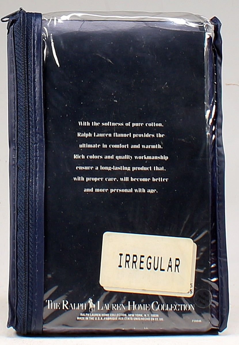 Ralph Lauren Standard Pillow cases royal BLUE FLANNEL pack of 2 Made in USA