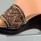 Vintage beaded Shoes Pumps Daisy Women's shoes 70s 10 B USA