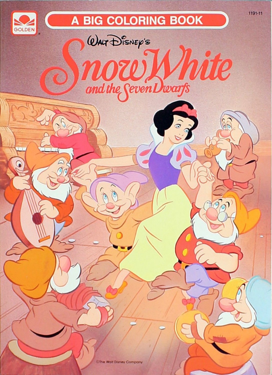 Vintage 1987 GOLDEN Snow White coloring Book retro 80's color Disney