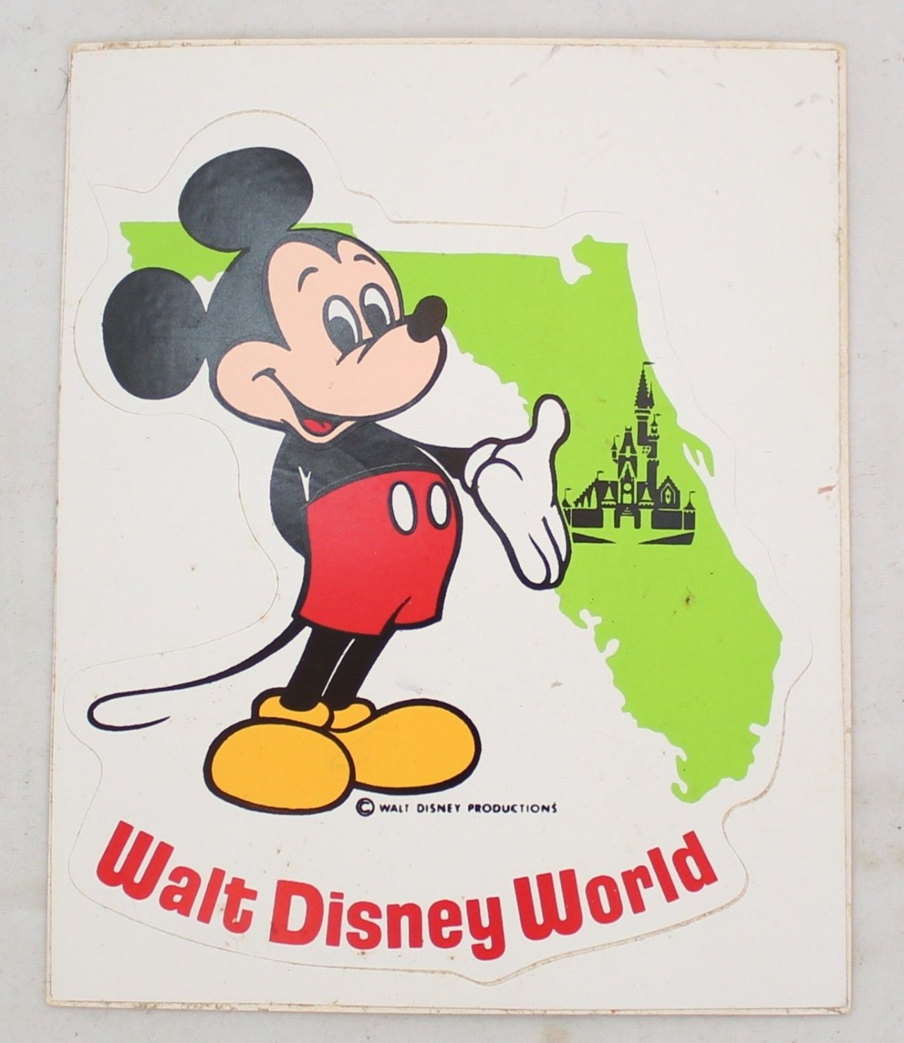 Walt Disney World Mickey Mouse Sticker Rare Version Vintage Old 1970 S