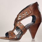 Guess studded Cuban stacked heeled sandals size 5M Biker Strappy brown leather
