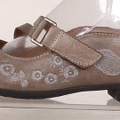 Taos Wish Mary Jane Taupe Leather Floral Embroidered Shoes Women's Sz 7.5 htf