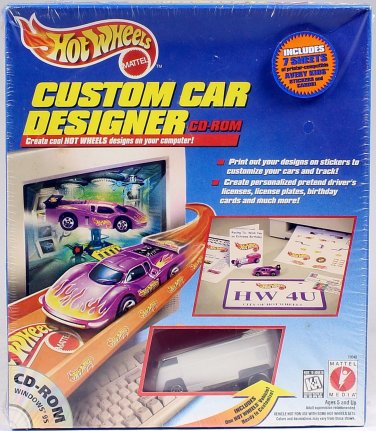 HOT WHEELS CUSTOM CAR DESIGNER DIE CAST VW DRAG BUS VINTAGE 1997 CD SOFTWARE