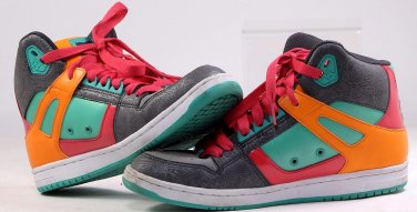 DC REBOUND HI High Tops PURPLE orange gray BOARD SNEAKERS WOMEN'S SZ 8.5