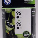 HP 96 Black Ink Set C9348FN New Genuine Combo Twin SHELF WORN BOX  Date: 2013