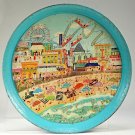VINTAGE Pepsi Cola CONEY ISLAND Round Metal Tray 12.5" Beach Scene mid century